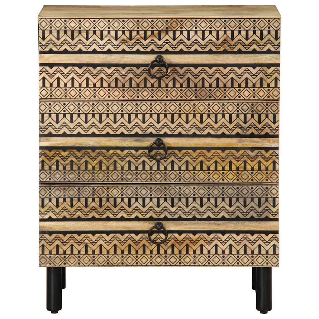 Nattbord svart 50x33x62 cm grovt heltre mangotre