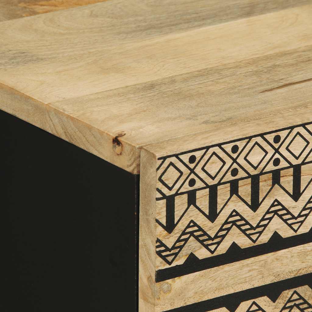 Nattbord svart 50x33x62 cm grovt heltre mangotre