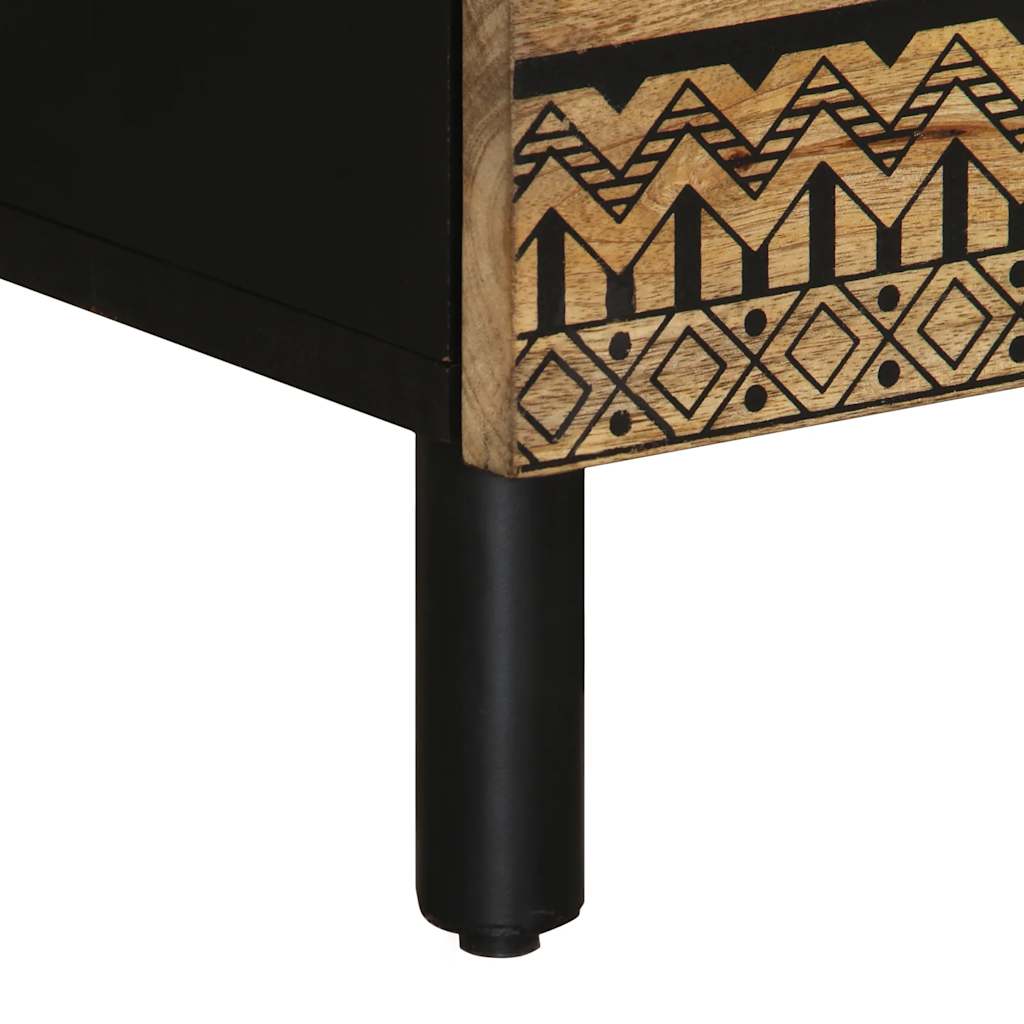 Nattbord svart 50x33x62 cm grovt heltre mangotre