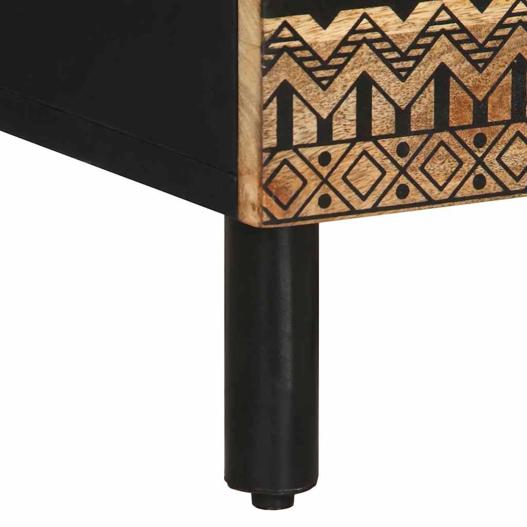 Nattbord svart 50x33x62 cm grovt heltre mangotre