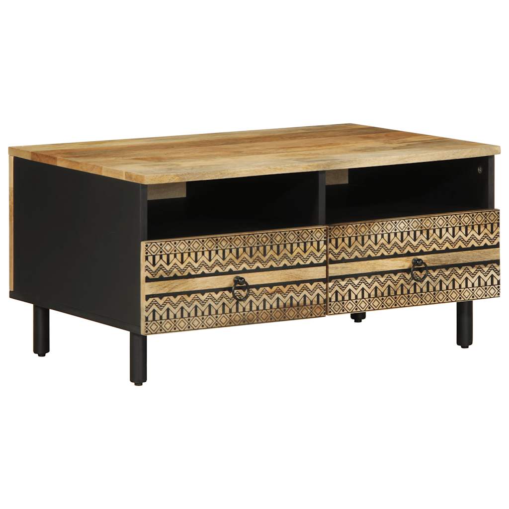 Salongbord svart 80x54x40 cm grovt heltre mangotre
