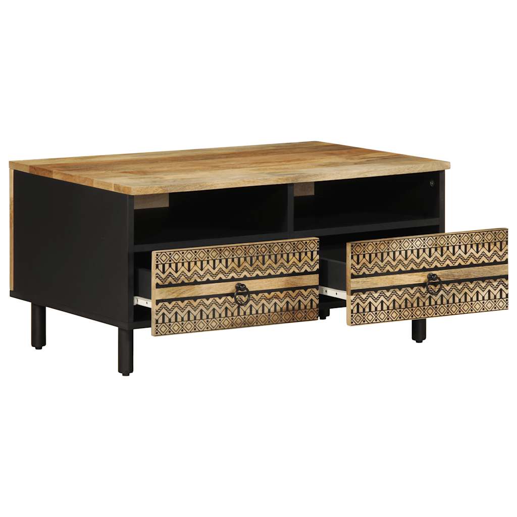 Salongbord svart 80x54x40 cm grovt heltre mangotre