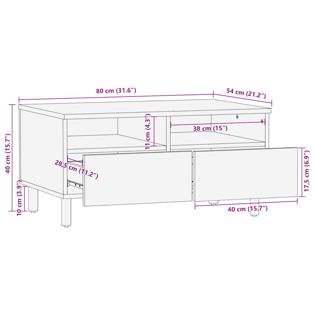 Salongbord svart 80x54x40 cm grovt heltre mangotre