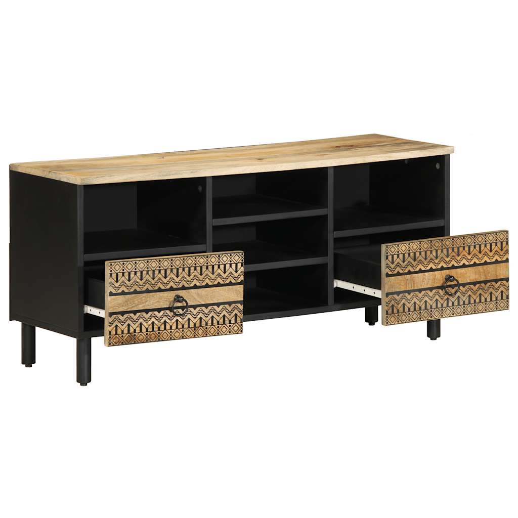 TV-benk svart 100x33,5x46 cm grovt heltre mangotre