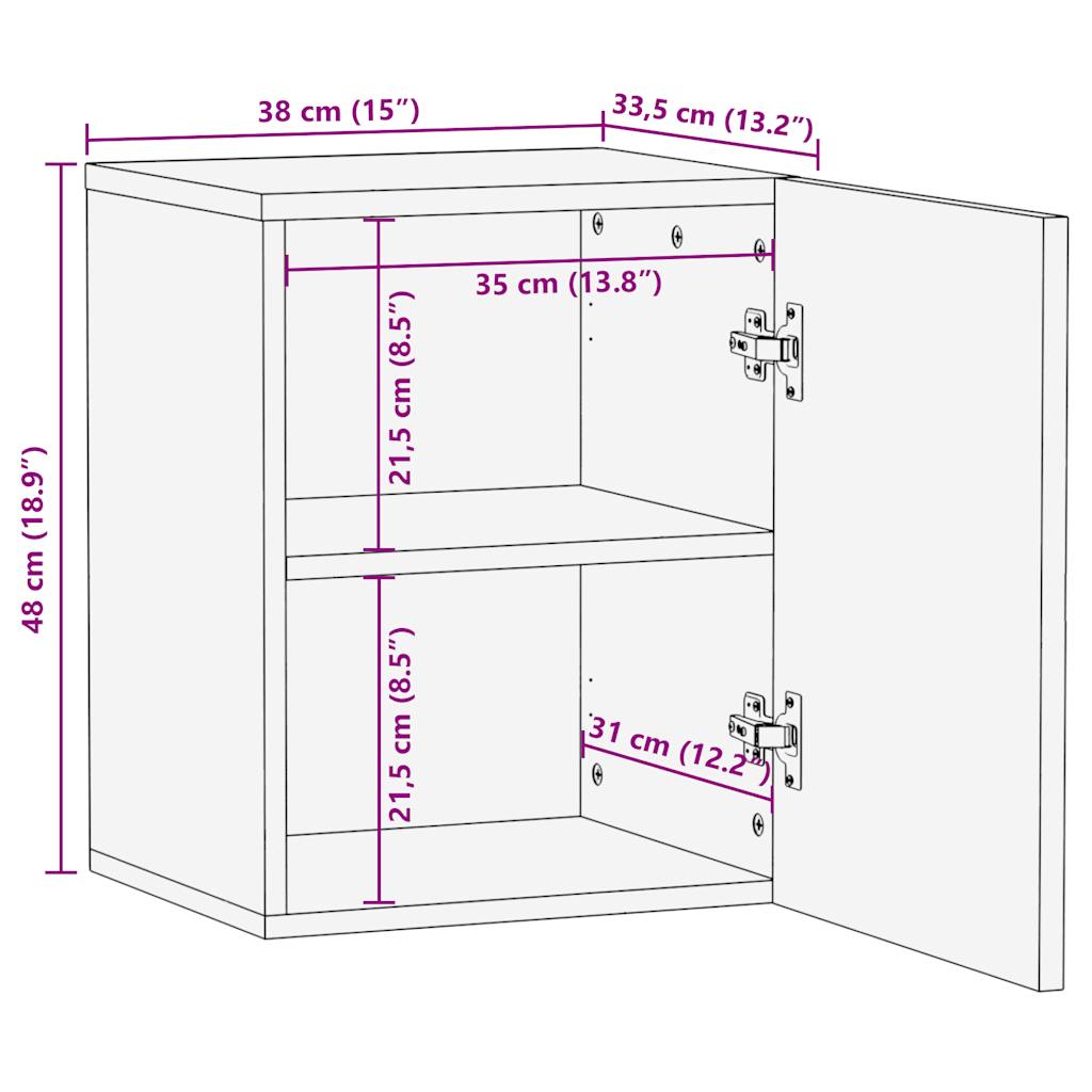 Hengende baderomsskap svart 38x33,5x48 cm heltre mango