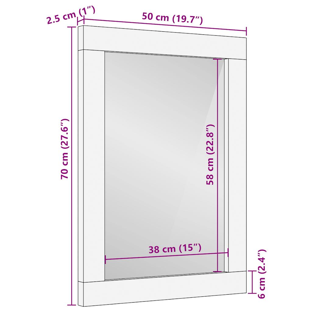 Baderomsspeil 50x70 cm heltre mango og glass