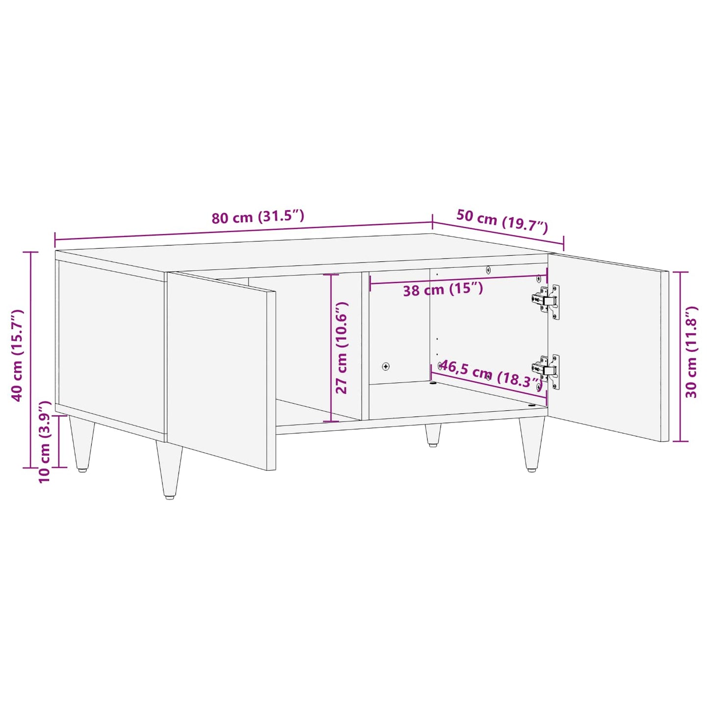 Kaffebord Flerfarget 80 x 50 x 40 cm Massiv mango tre