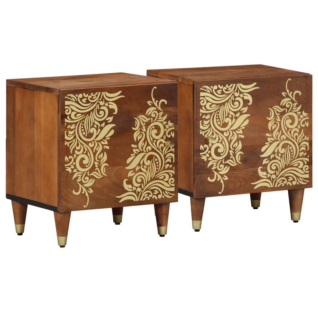 Nattbord med dør 2 pcs Honning brun 40 x 33 x 46 cm