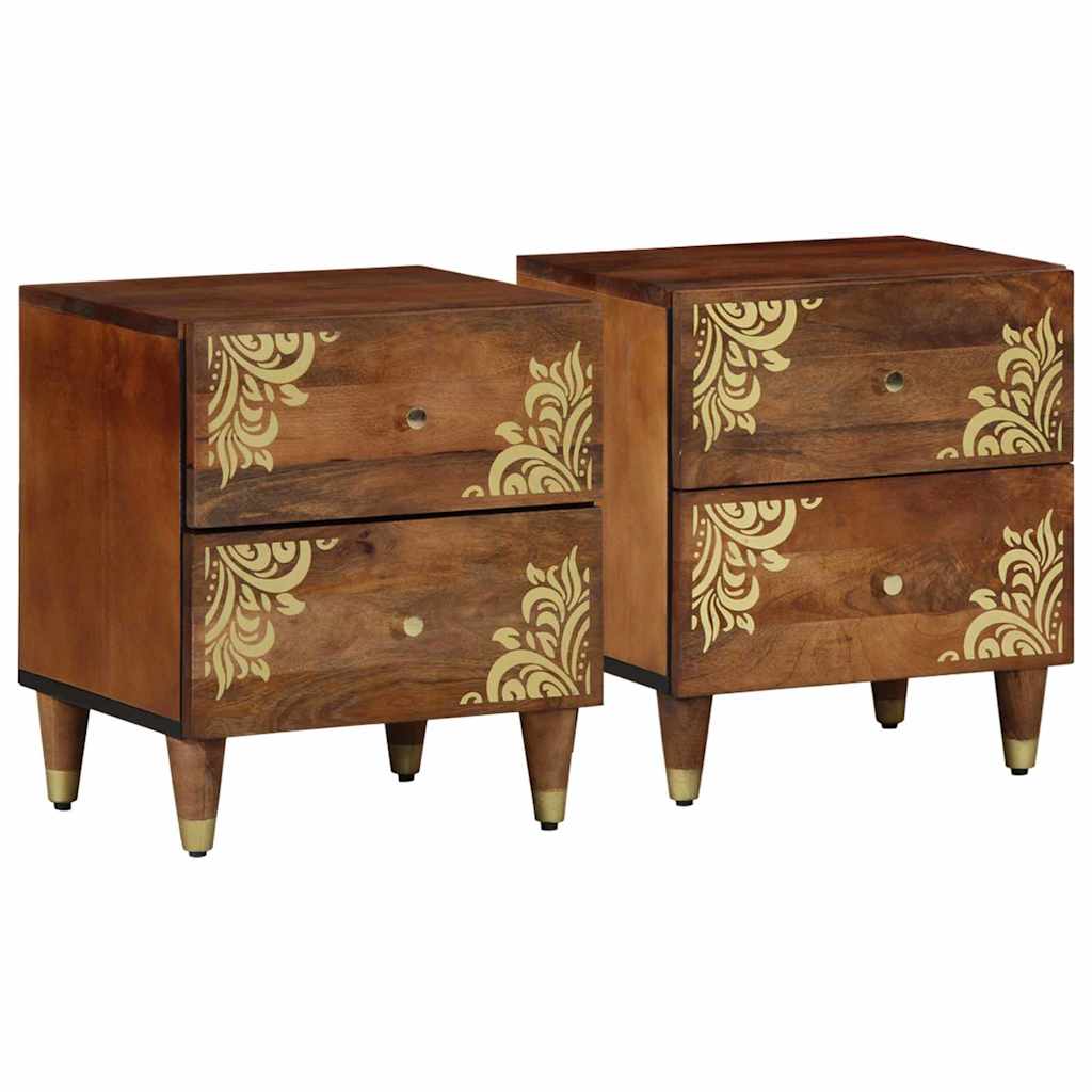 Nattbordskap med skuff 2 pcs Honning brun 40 x 33 x 46 cm
