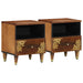 Nattbordskap med skuff 2 pcs Honning brun 40 x 33 x 46 cm