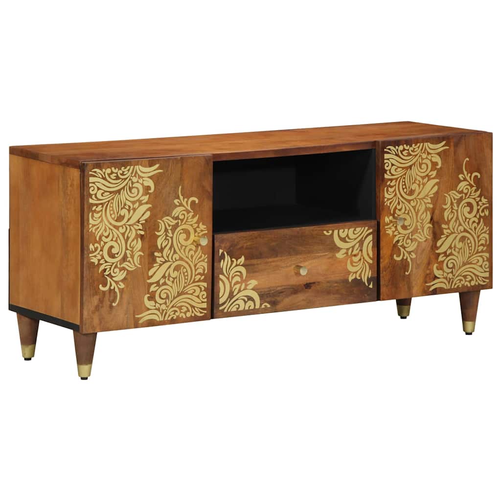 TV-skap med dør Honning brun 105 x 33 x 46 cm Massiv mango tre