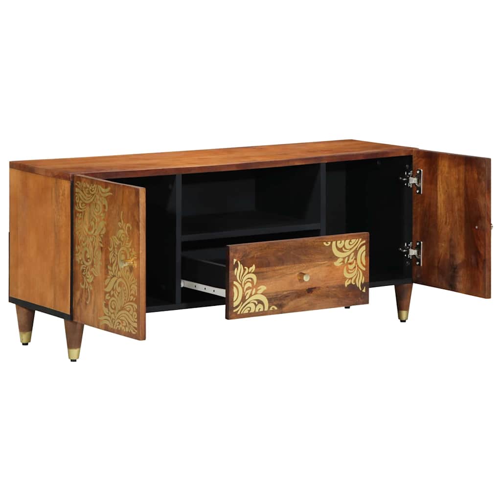 TV-skap med dør Honning brun 105 x 33 x 46 cm Massiv mango tre