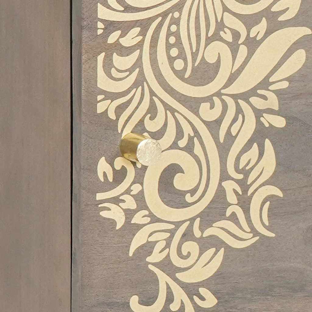 Nattbord med dør 2 pcs Grå 40 x 33 x 46 cm Massiv mango tre