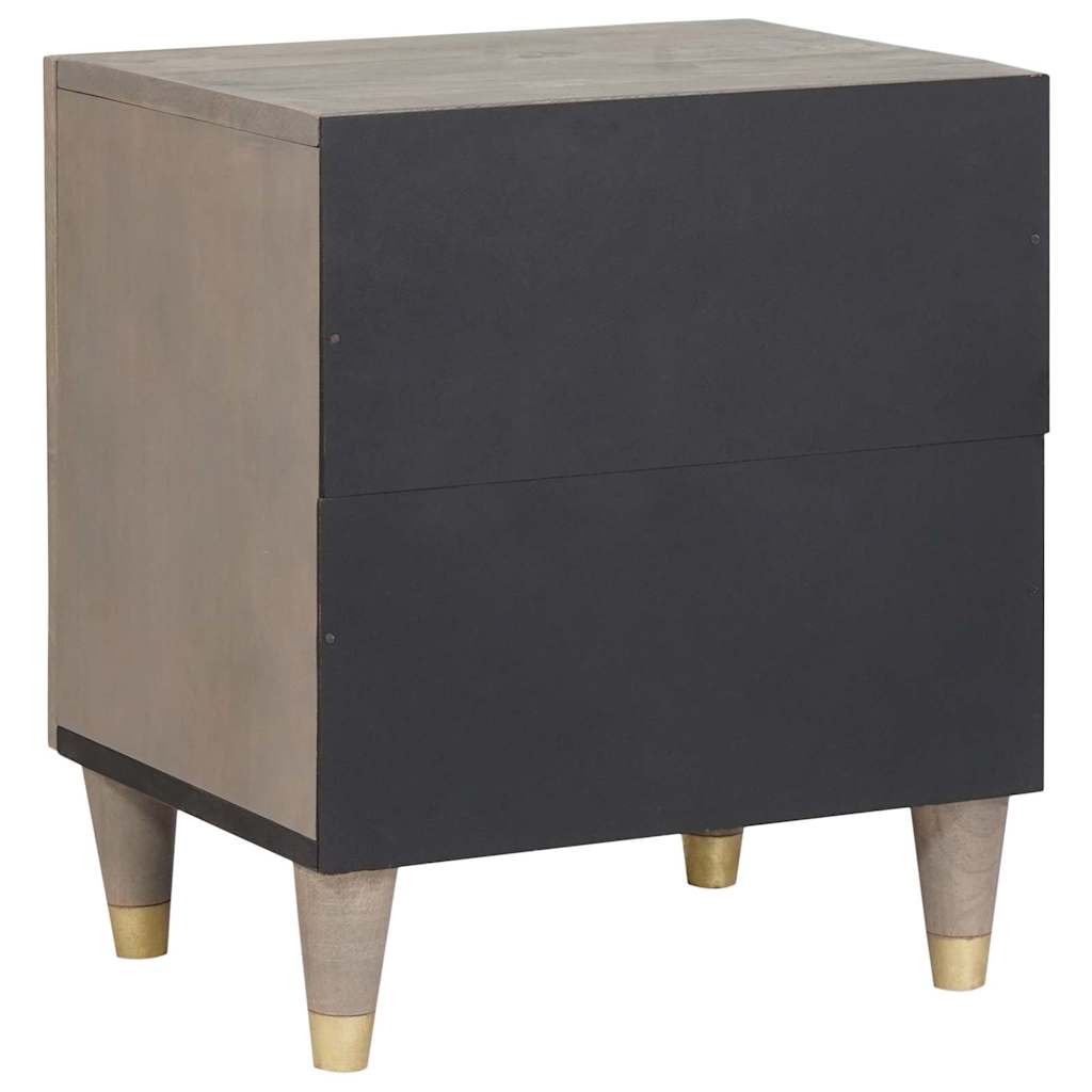 Nattbord med dør 2 pcs Grå 40 x 33 x 46 cm Massiv mango tre
