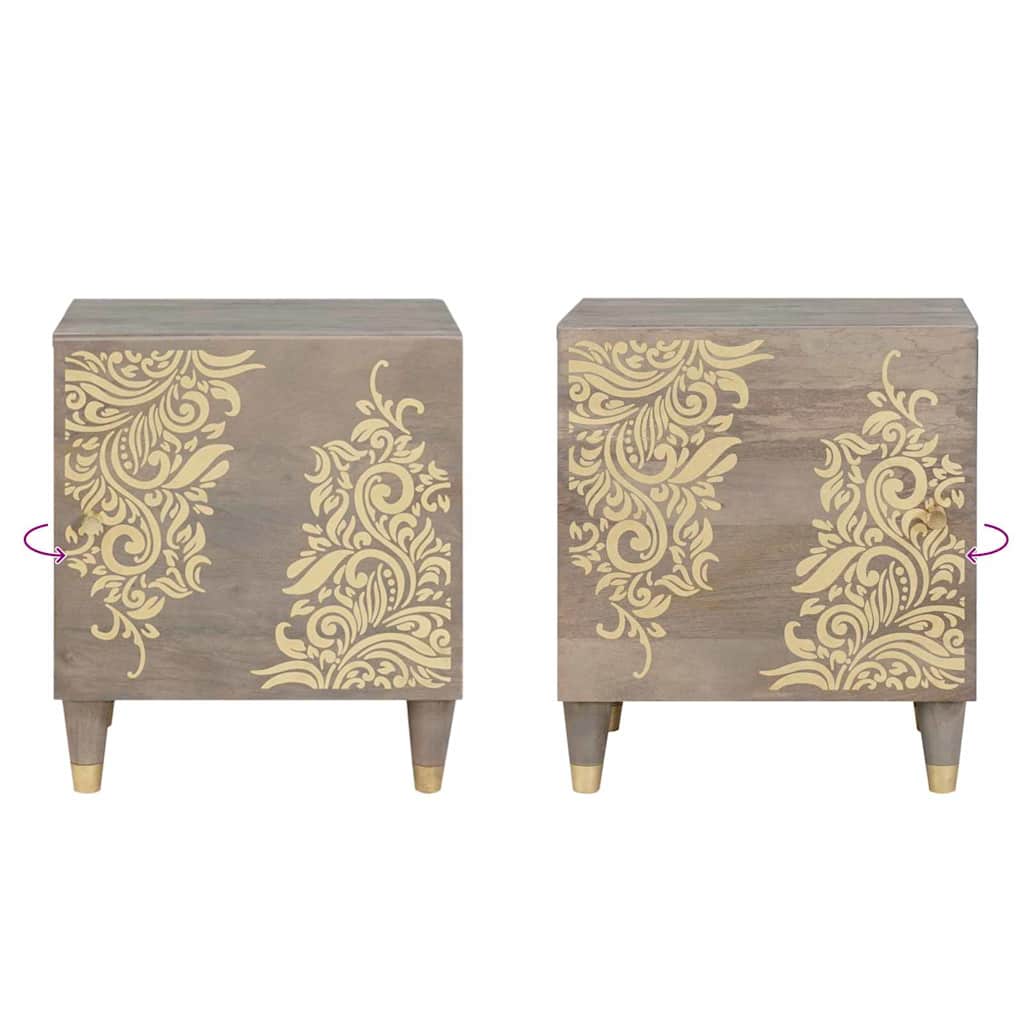 Nattbord med dør 2 pcs Grå 40 x 33 x 46 cm Massiv mango tre