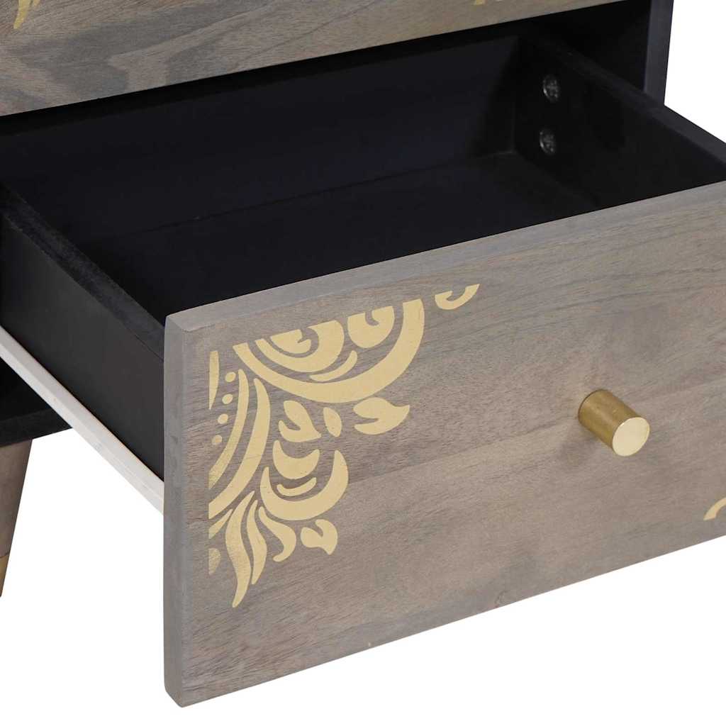 Nattbordskap med skuff Grå 40 x 33 x 46 cm Massiv mango tre