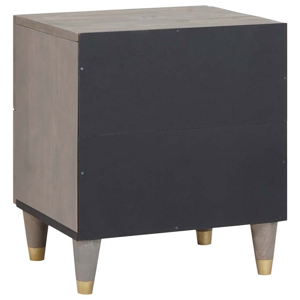 Nattbordskap 2 pcs Grå 40 x 33 x 46 cm Massiv mango tre