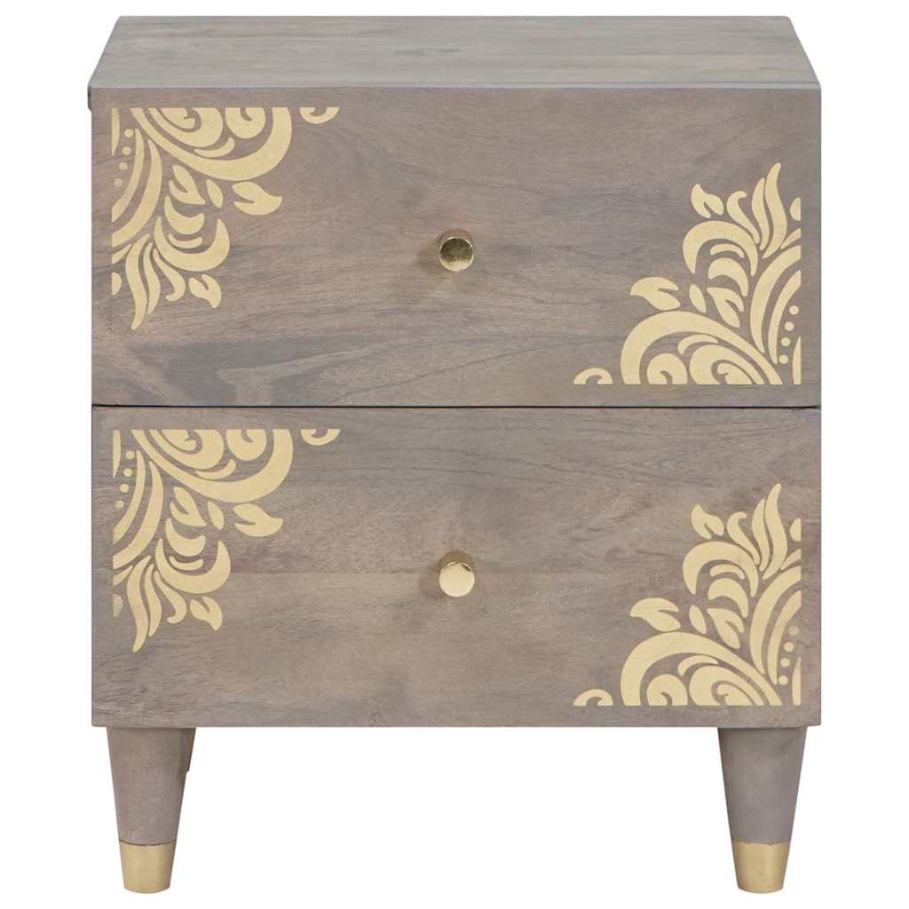 Nattbordskap 2 pcs Grå 40 x 33 x 46 cm Massiv mango tre