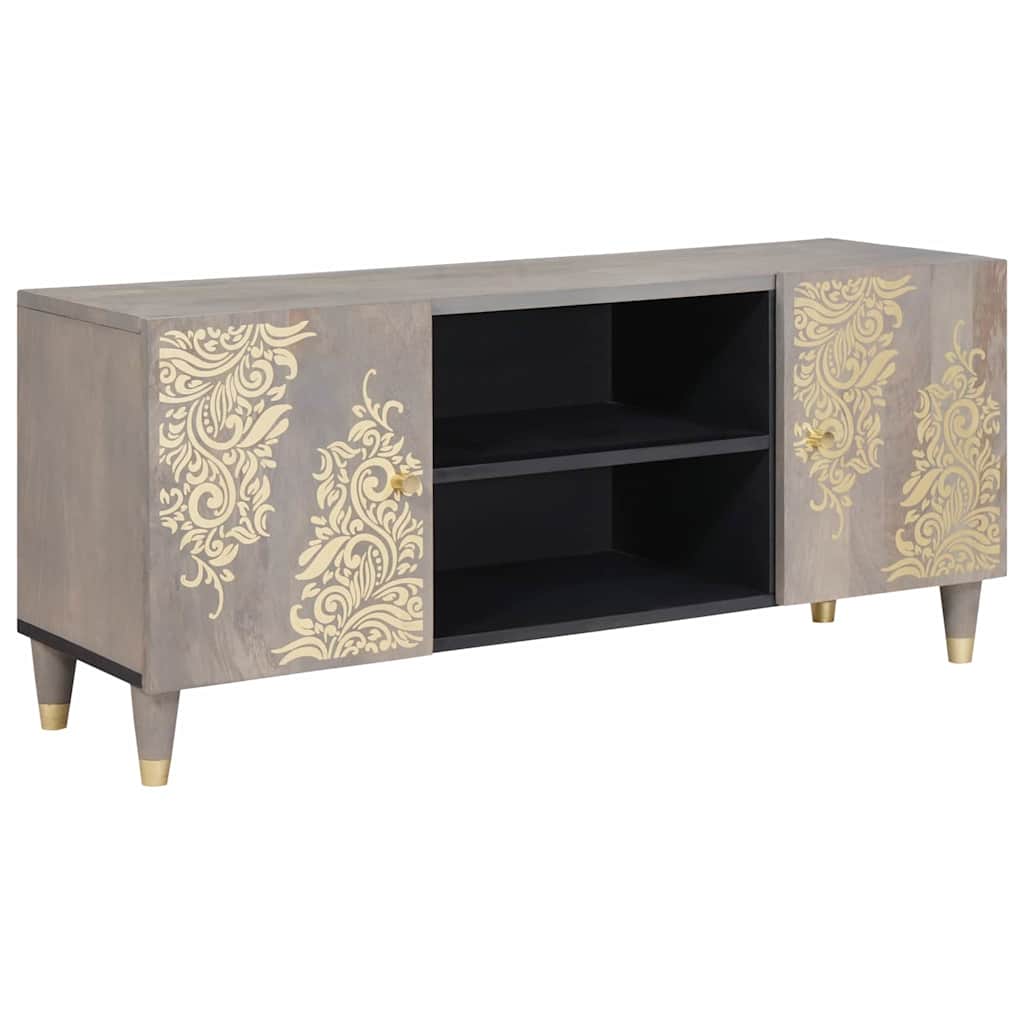 TV-skap med hylle med dør Grå 105 x 33 x 46 cm Massiv mango tre
