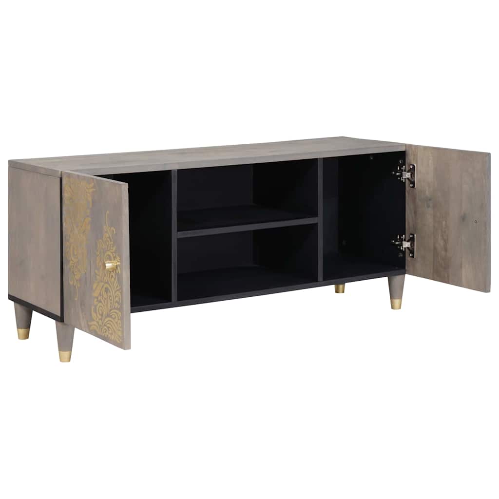 TV-skap med hylle med dør Grå 105 x 33 x 46 cm Massiv mango tre