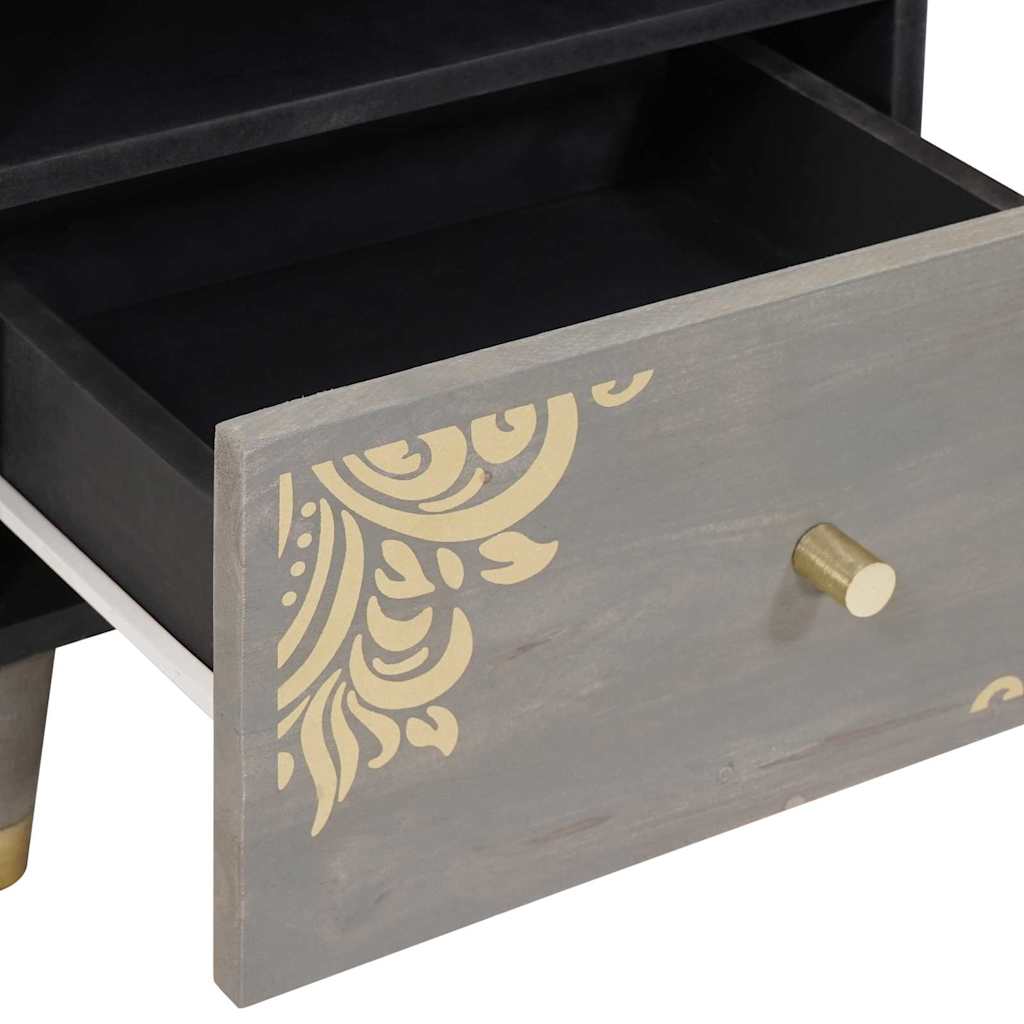 Nattbordskap 2 pcs Grå 40 x 33 x 46 cm Massiv mango tre