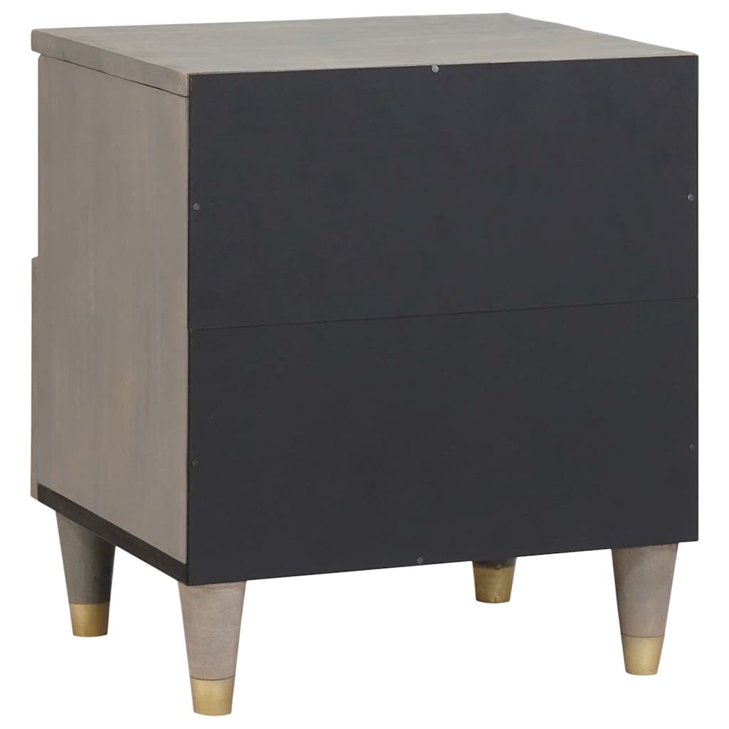 Nattbordskap 2 pcs Grå 40 x 33 x 46 cm Massiv mango tre