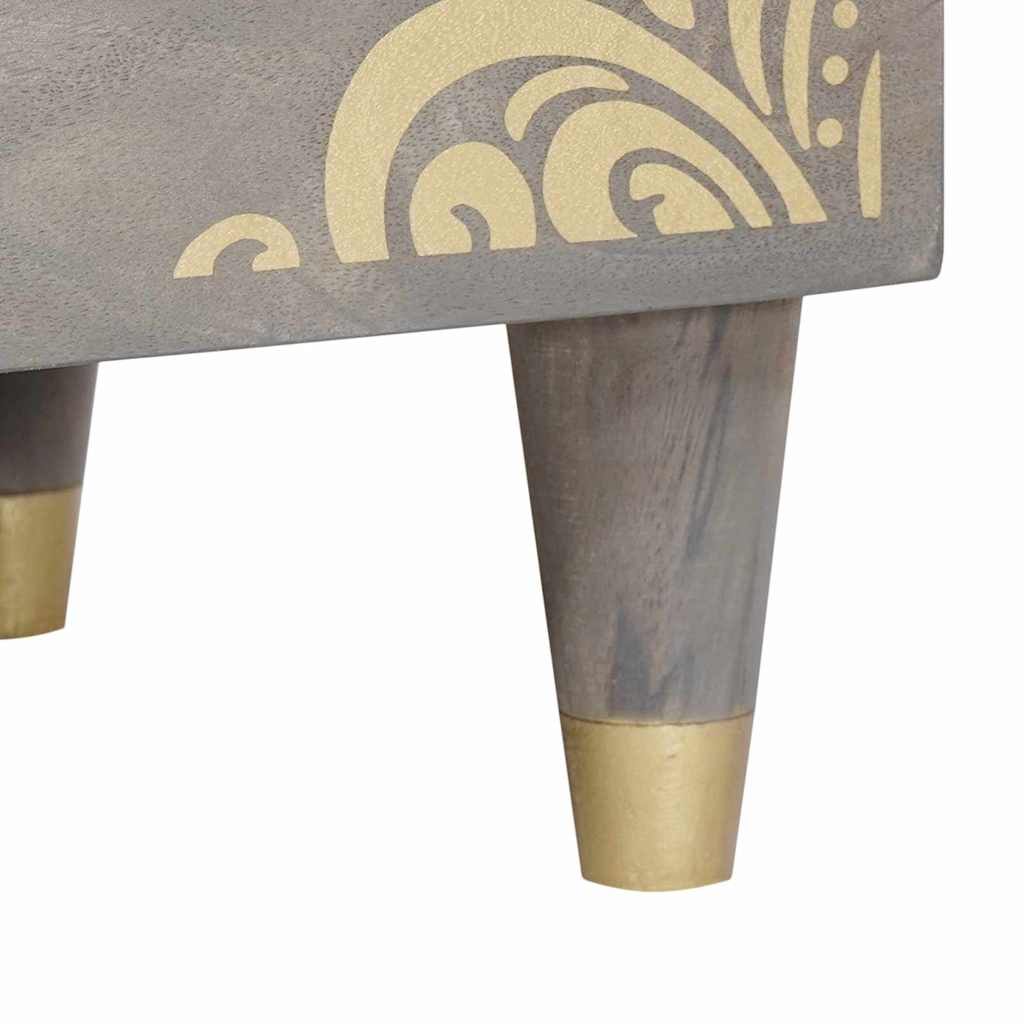 Nattbordskap med skuff Grå 50 x 33 x 62 cm Massiv mango tre