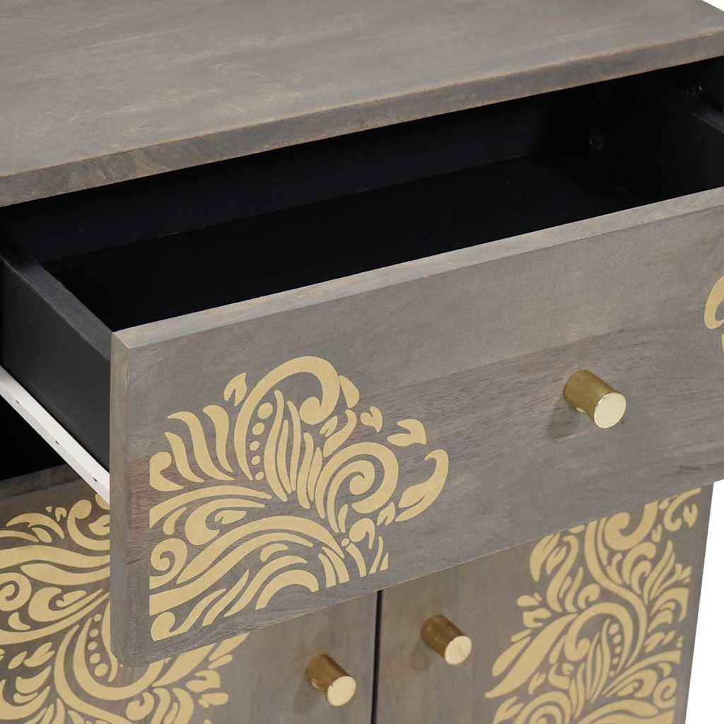 Nattbord med dør med skuff Grå 50 x 33 x 60 cm Massiv mango tre