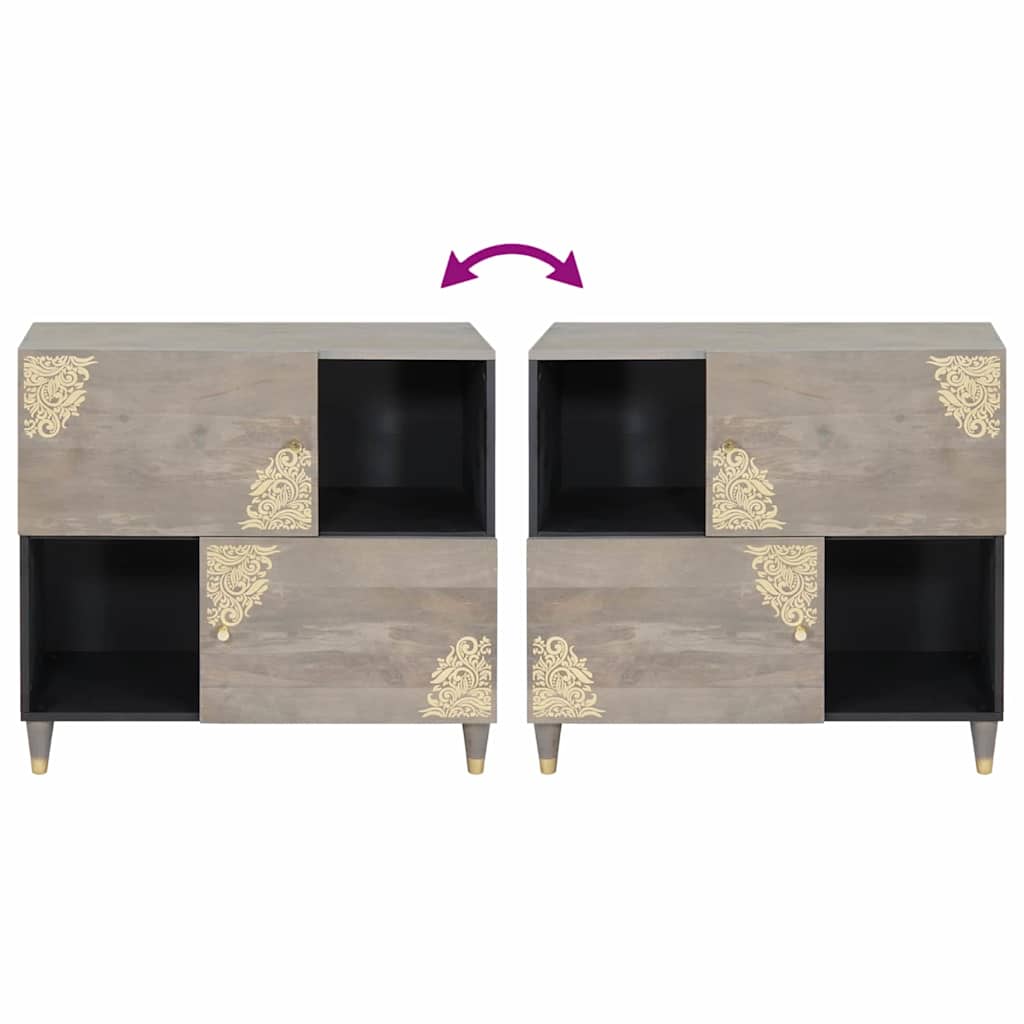 Serviesskap Grå og Gull 80 x 33 x 75 cm Massiv mango tre