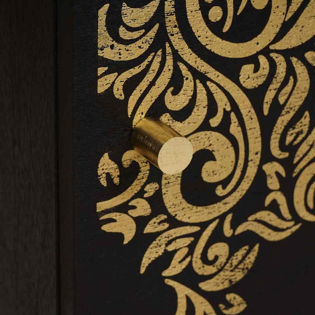 Nattbord med dør Svart 40 x 33 x 46 cm Massiv mango tre