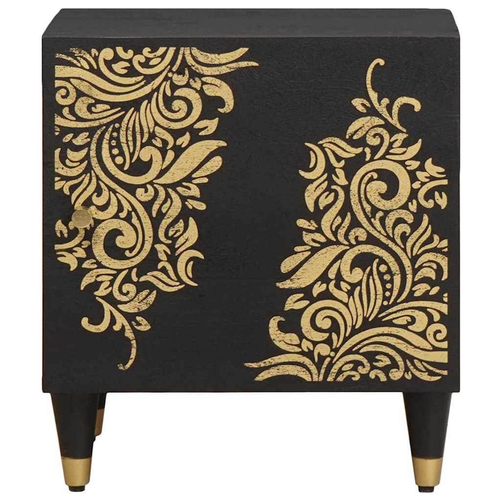 Nattbord med dør Svart 40 x 33 x 46 cm Massiv mango tre