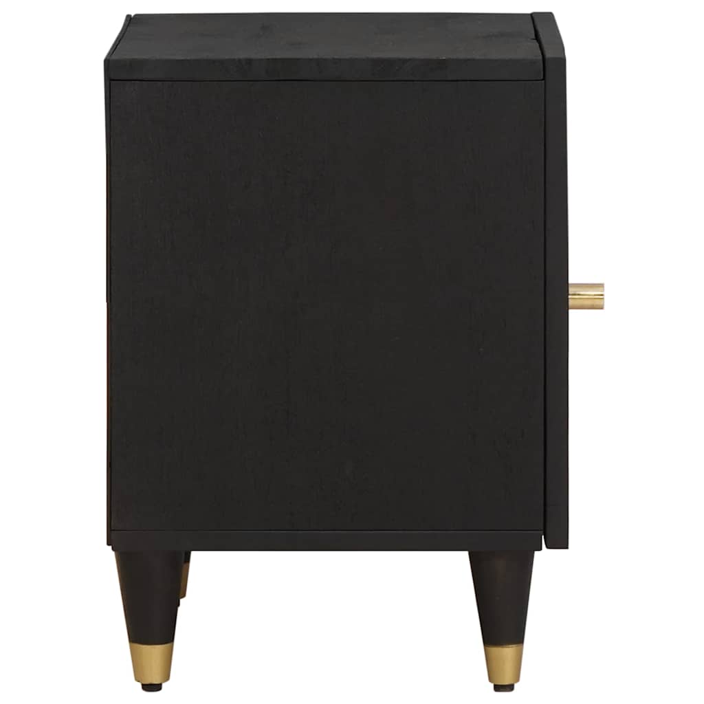 Nattbord med dør Svart 40 x 33 x 46 cm Massiv mango tre