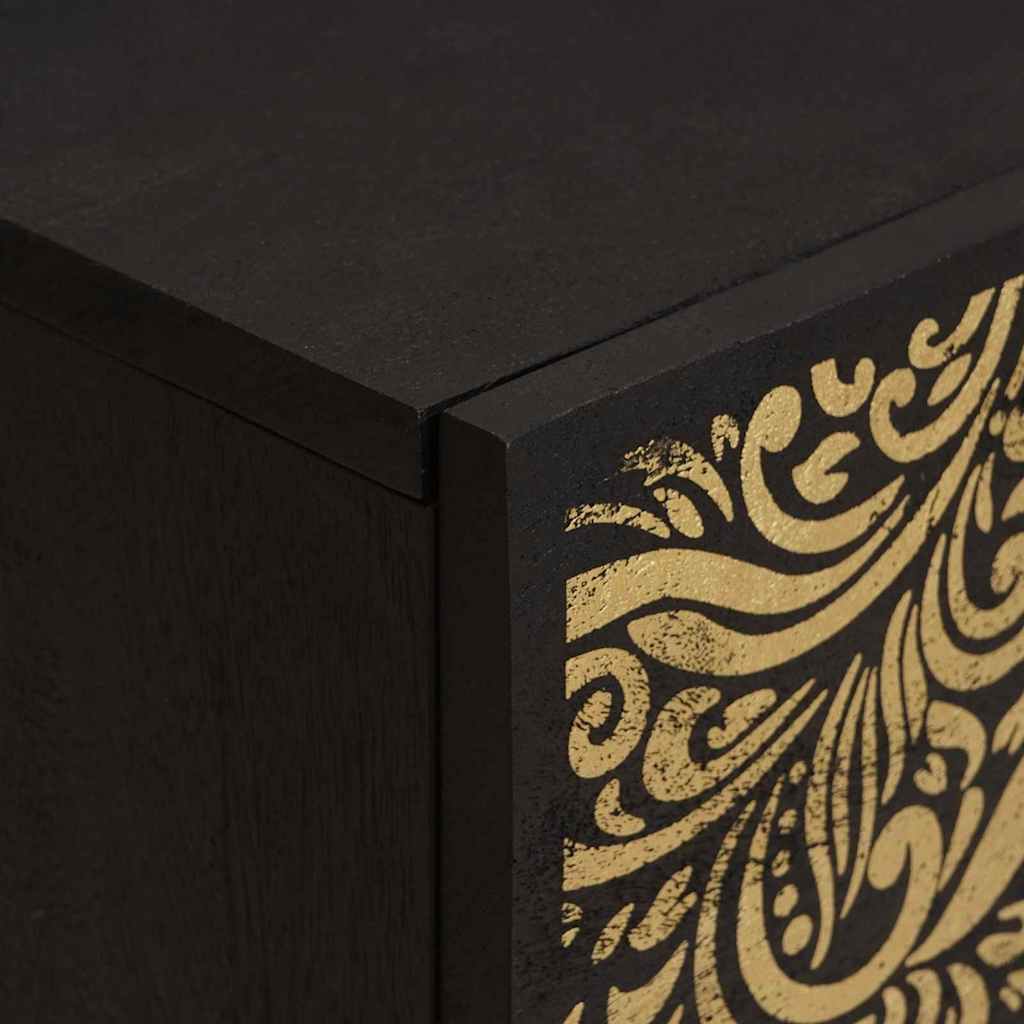 Nattbord med dør 2 pcs Svart 40 x 33 x 46 cm Massiv mango tre