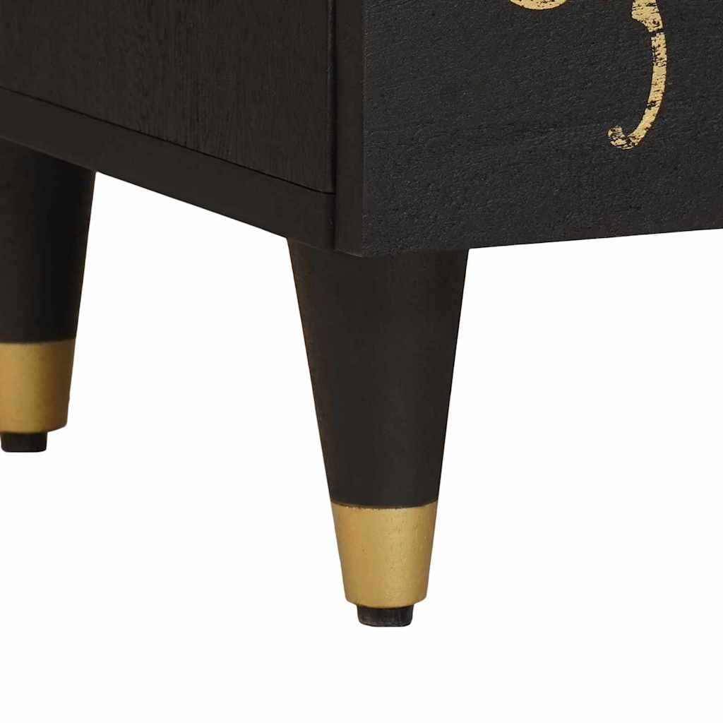 Nattbord med dør 2 pcs Svart 40 x 33 x 46 cm Massiv mango tre