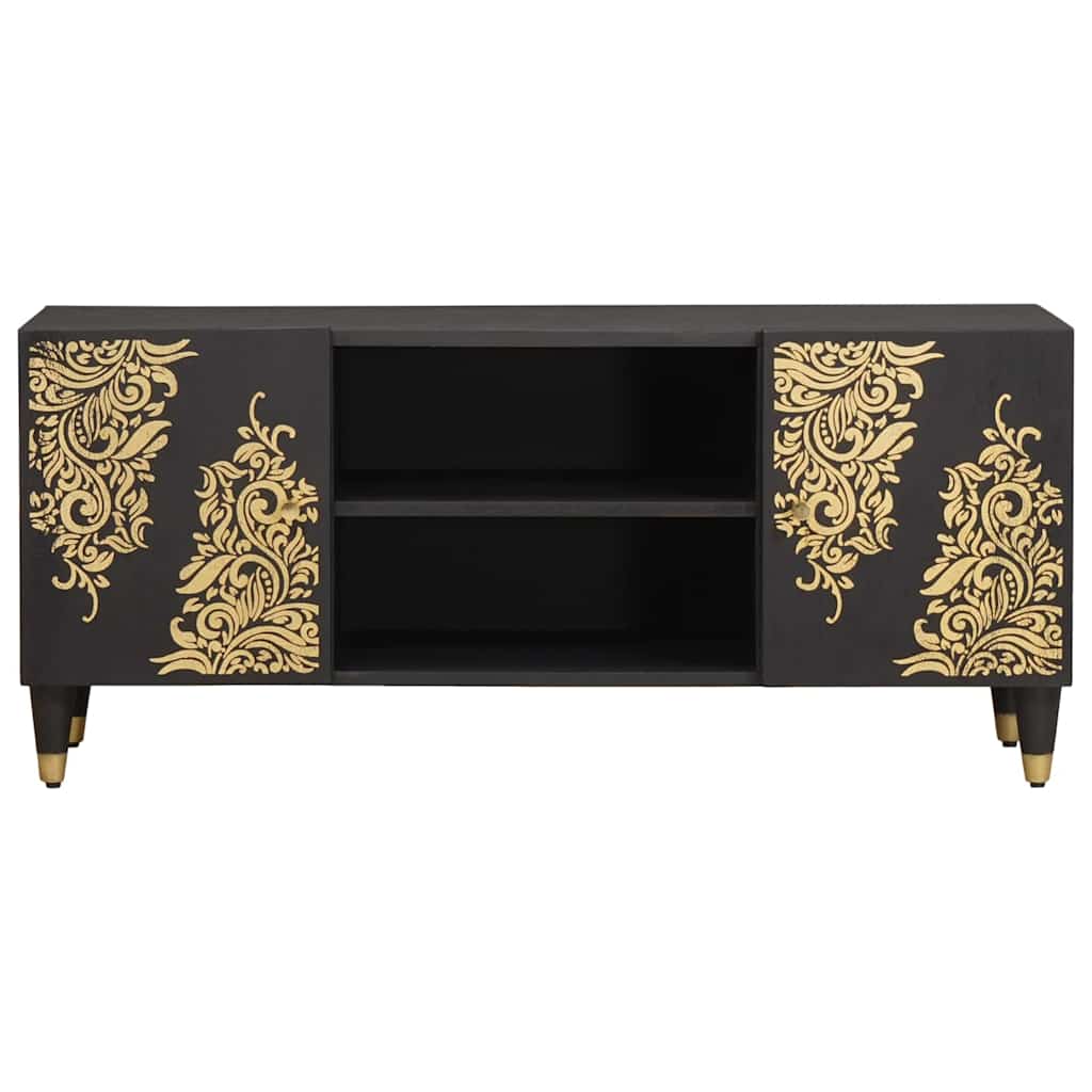 TV-skap med hylle Svart 105 x 33 x 46 cm Massiv mango tre