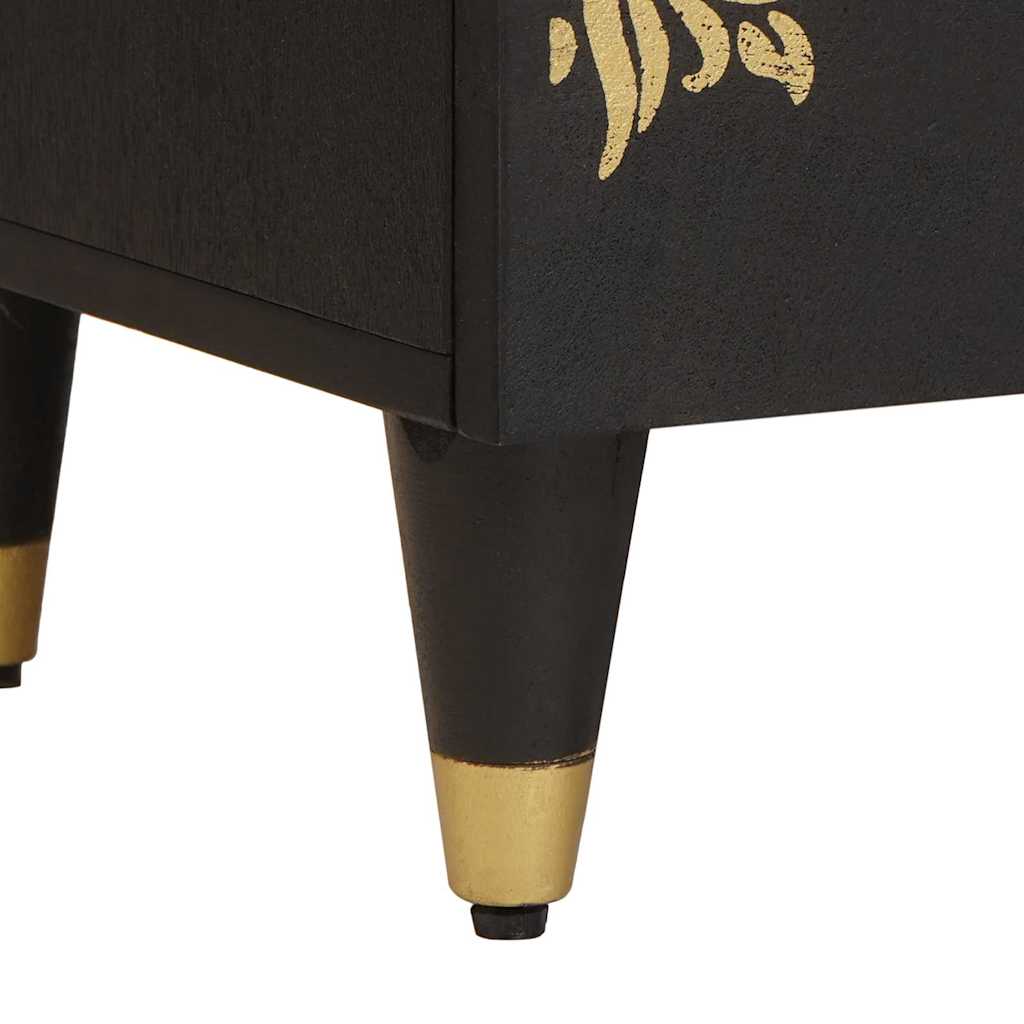 Nattbordskap med skuff Svart 40 x 33 x 46 cm Massiv mango tre