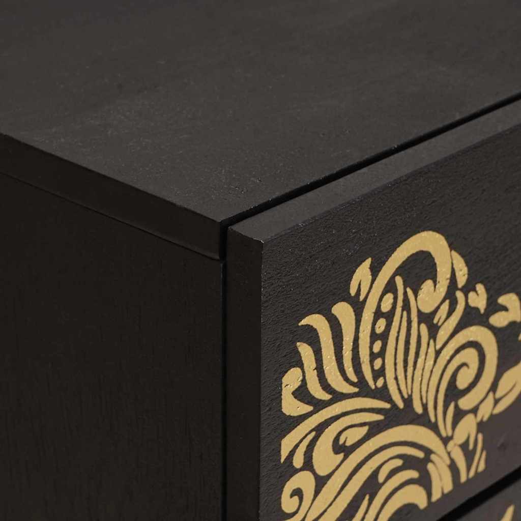 Nattbord med dør Svart 50 x 33 x 60 cm Massiv mango tre