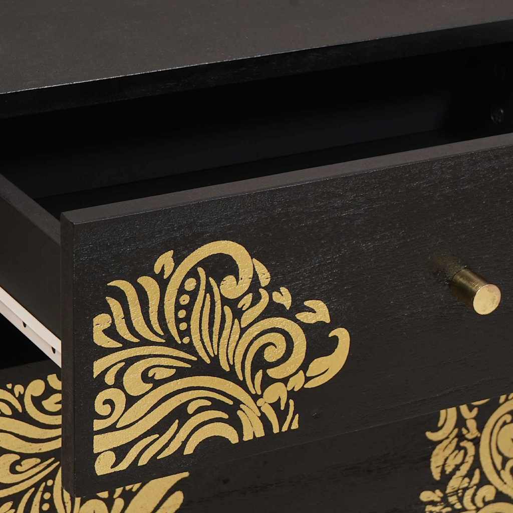 Nattbord med dør Svart 50 x 33 x 60 cm Massiv mango tre