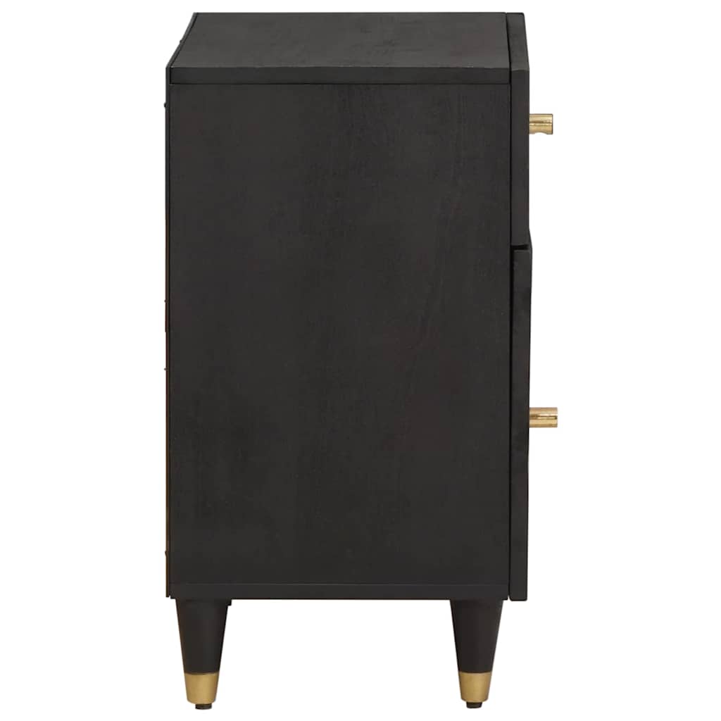 Nattbord med dør Svart 50 x 33 x 60 cm Massiv mango tre