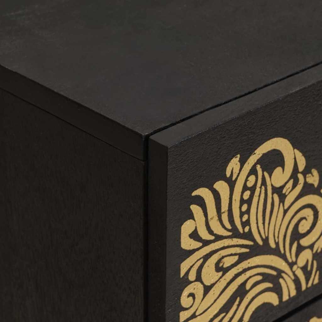 Nattbord med dør Svart 50 x 33 x 60 cm Massiv mango tre