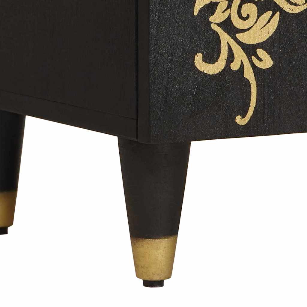 Nattbord med dør Svart 50 x 33 x 60 cm Massiv mango tre