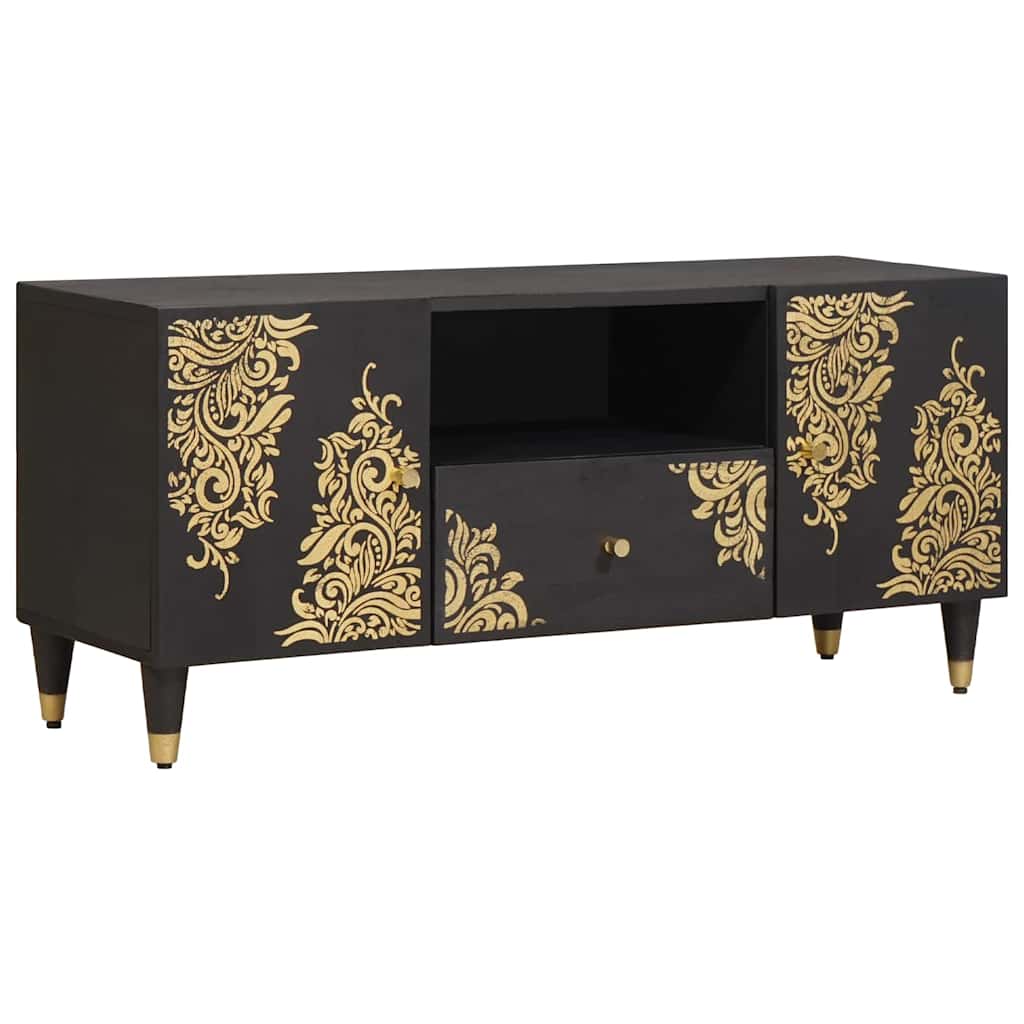 TV-skap med skuff Svart 105 x 33 x 46 cm Massiv mango tre