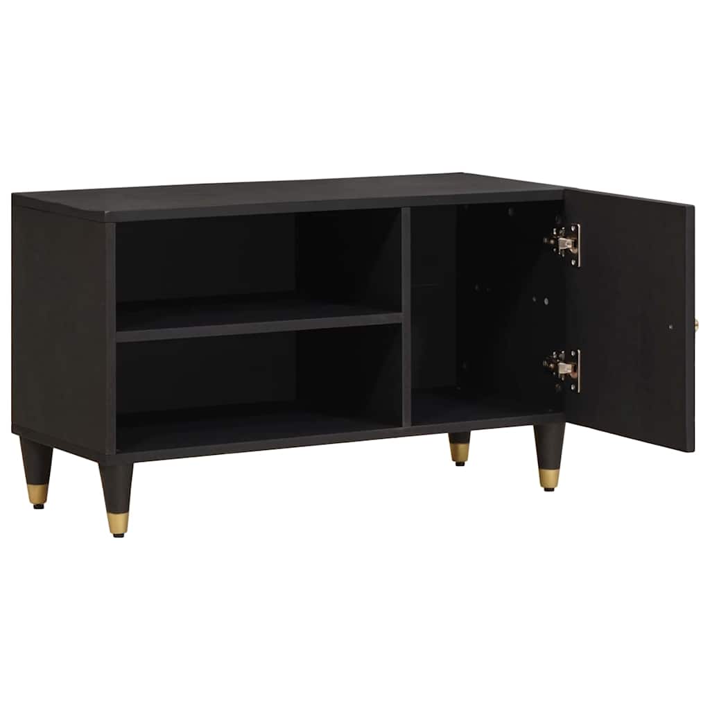TV-skap med hylle Svart 80 x 33 x 46 cm Massiv mango tre
