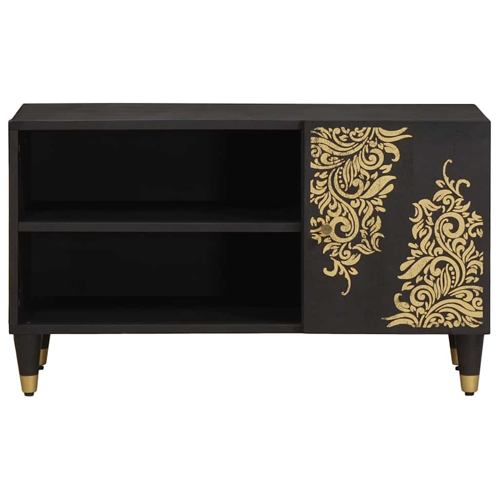 TV-skap med hylle Svart 80 x 33 x 46 cm Massiv mango tre