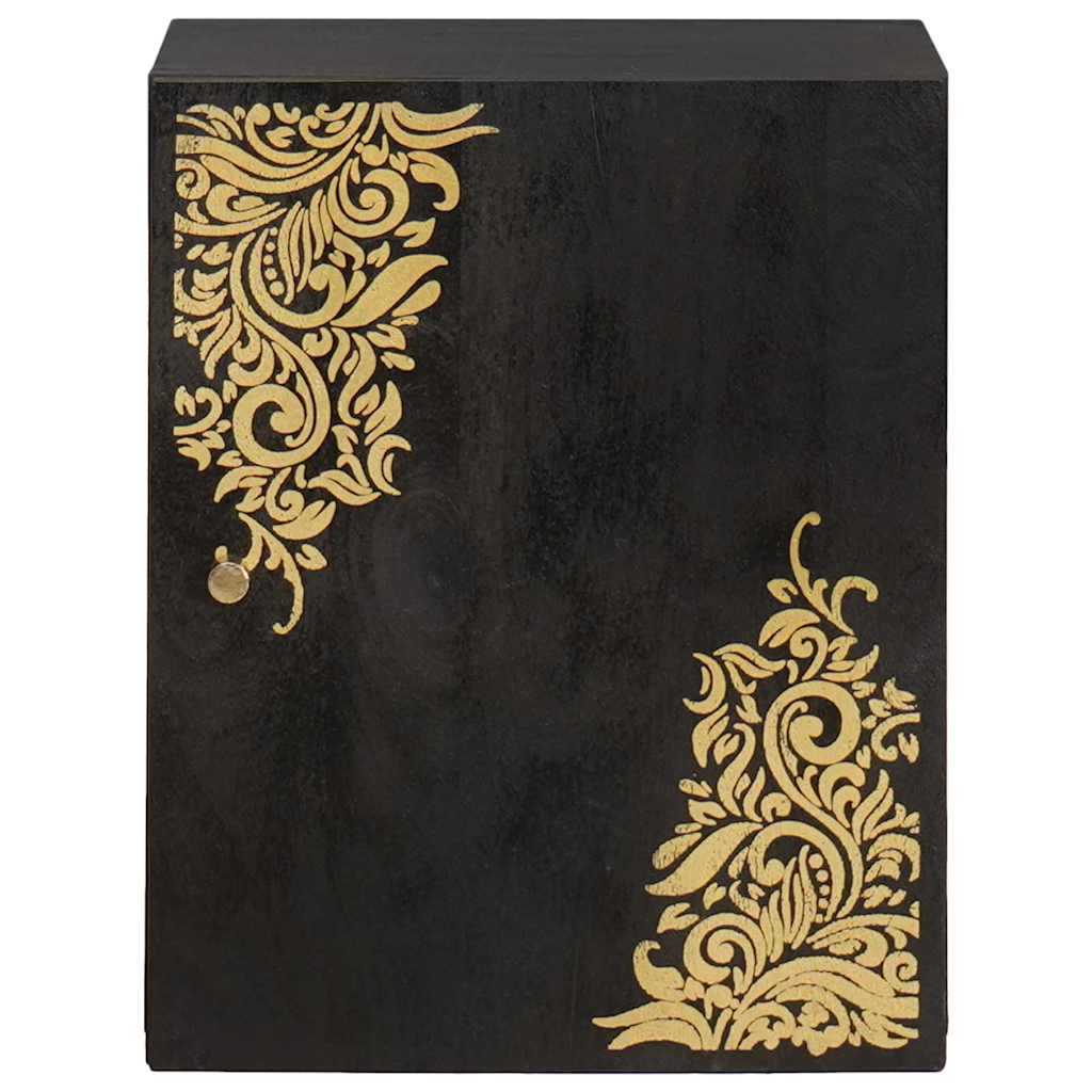 Veggskap Veggmontert Svart 38 x 33 x 48 cm Massiv mango tre