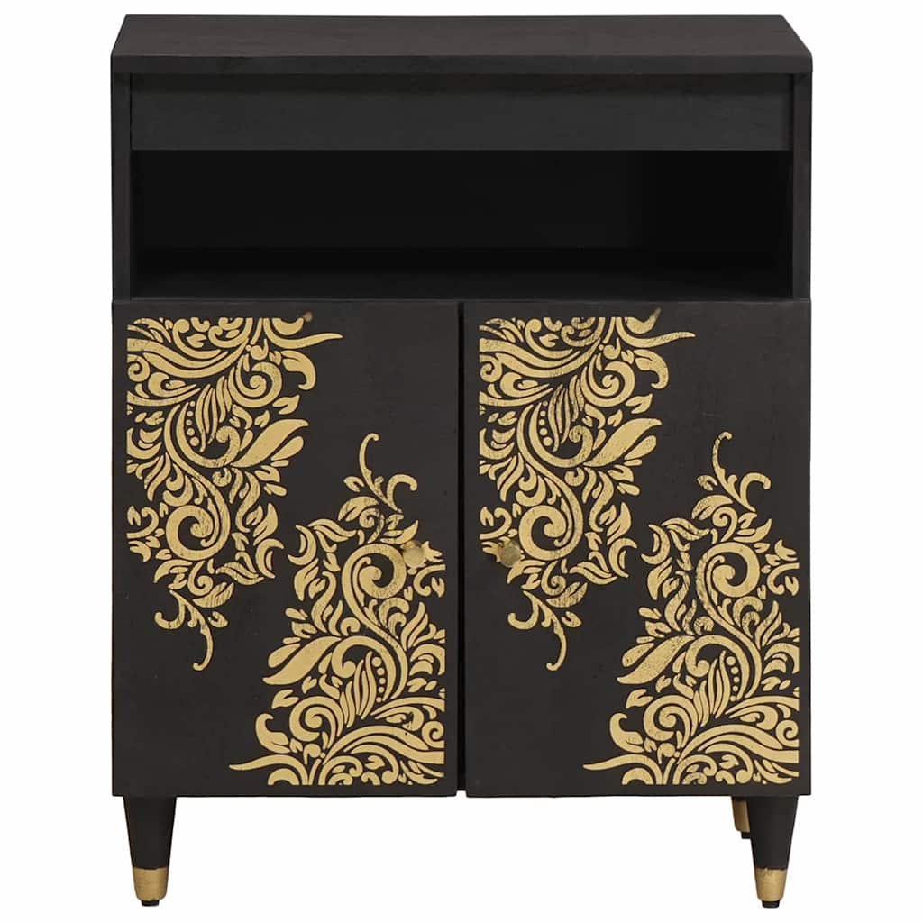 Serviesskap med hylle Svart 60 x 33 x 75 cm Massiv mango tre
