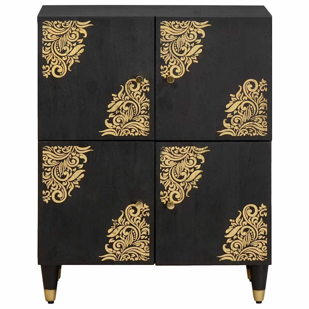 Serviesskap med hylle Svart 60 x 33 x 75 cm Massiv mango tre