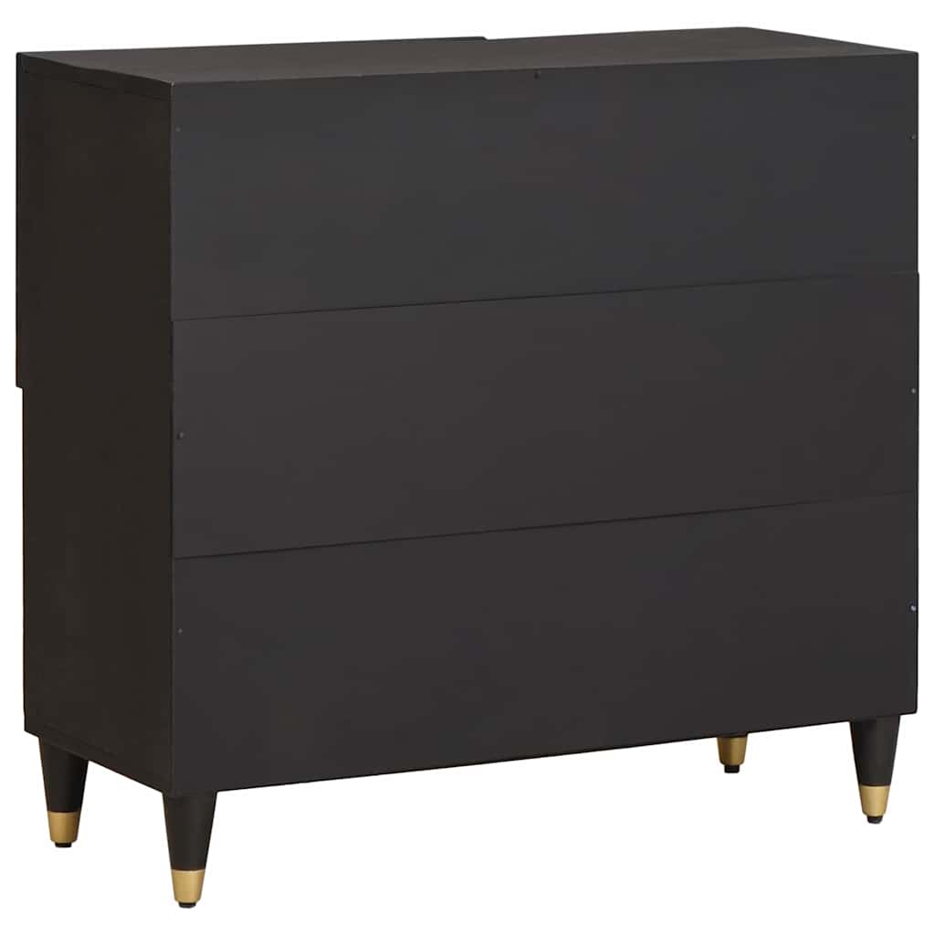Serviesskap med hylle Svart 80 x 33 x 75 cm Massiv mango tre