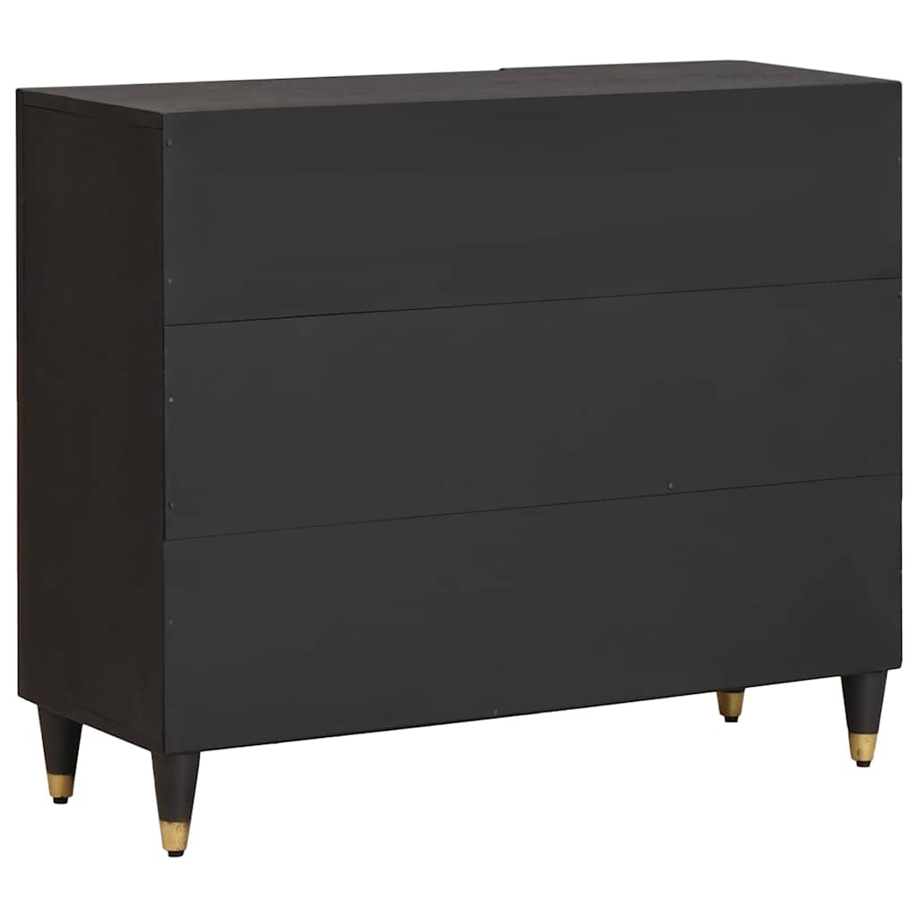 Serviesskap med hylle Svart 90 x 33 x 75 cm Massiv mango tre