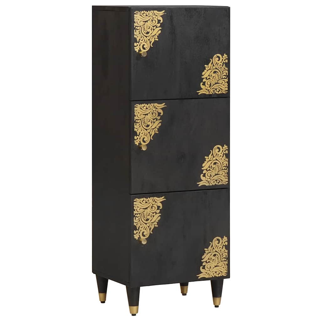 Høyskap med hylle Svart 40 x 33 x 110 cm Massiv mango tre